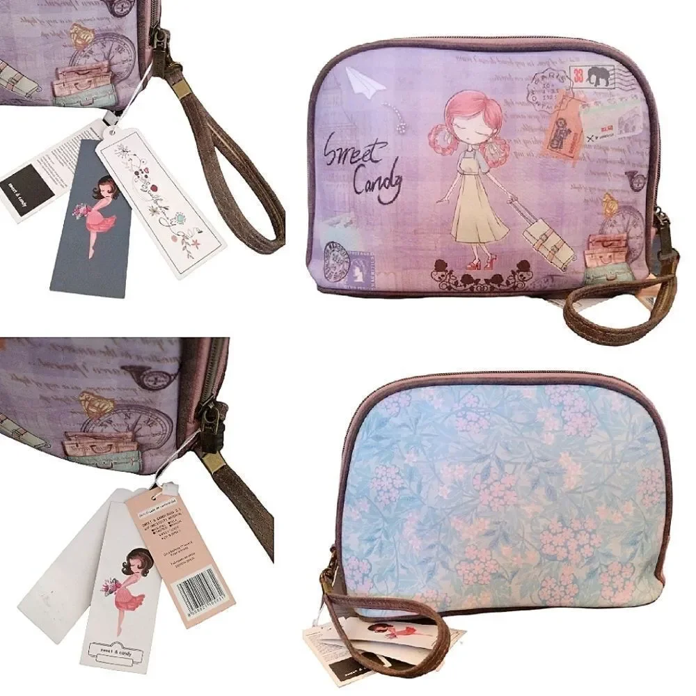 Sweet‎ And Candy Purple Sweet Candy Printed Travel Toiletries Bag NWT Makeup Bag
